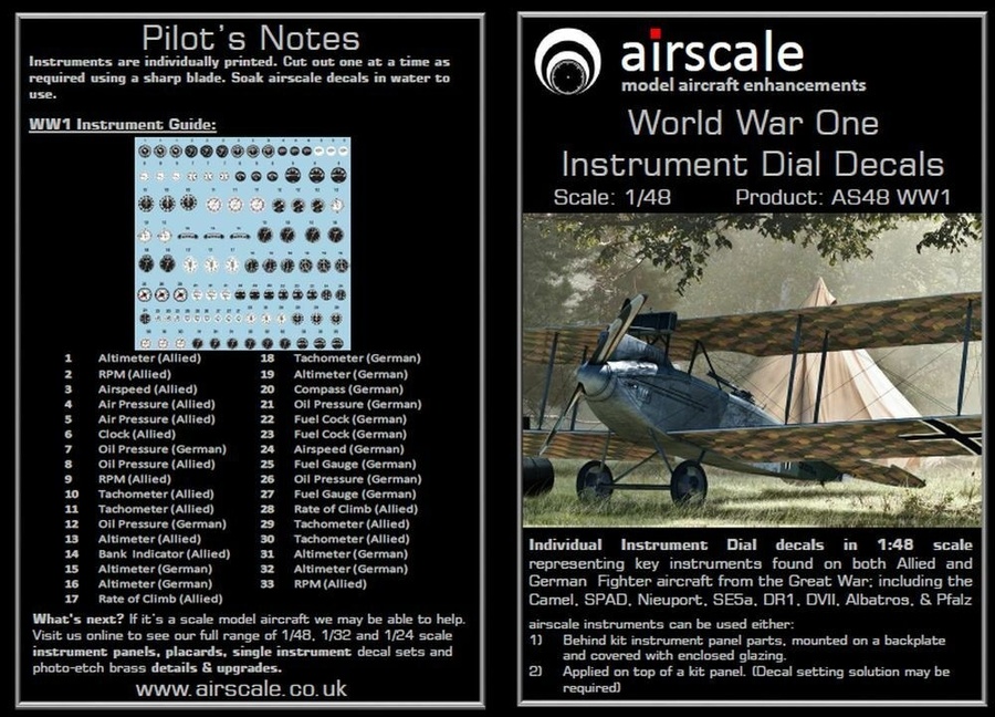 WW1 Cockpit Decals