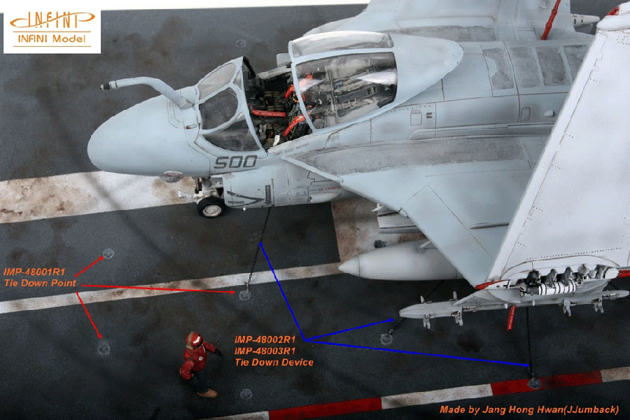 Tie down device set A for modern USN aircraft