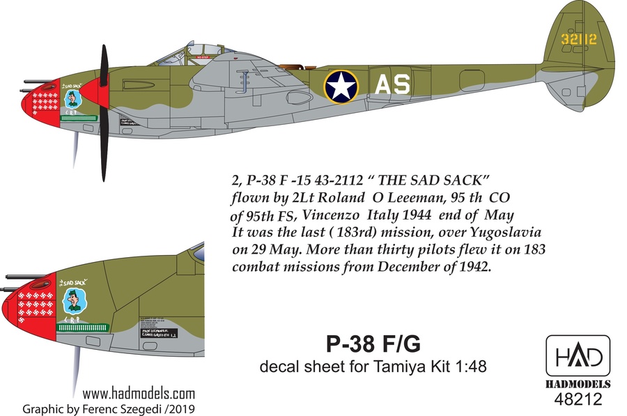 1/48 decals P-38 for model kits 1551 