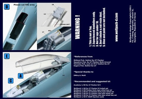 Wolfpack WP48107 for Academy 1/48 Su-27UB Flanker C Cockpit set SCALE 1/48
