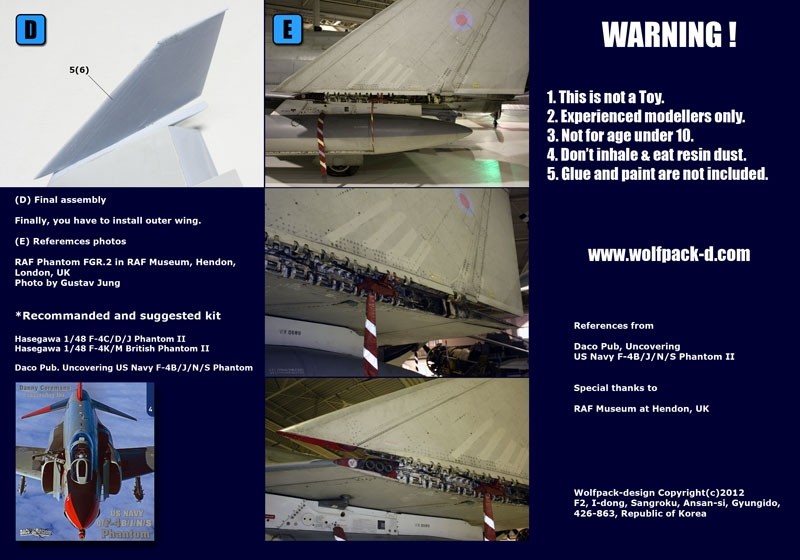 F-4K/M British Phantom Hard Wing Flap down set Wolfpack WP48069 for Has 1/48 