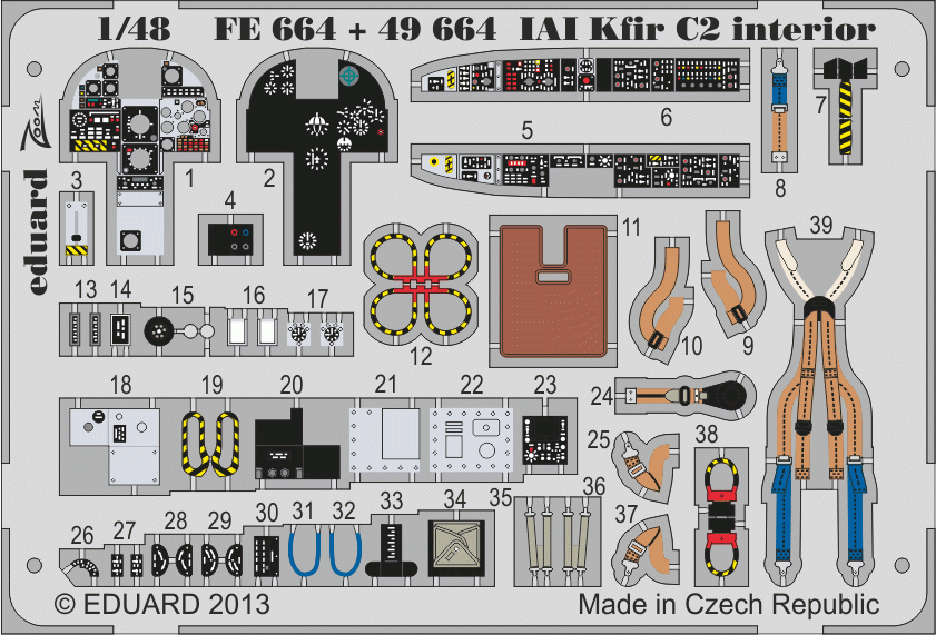 Eduard 1/48 IAI C-2/C-7 Kfir Seatbelts STEEL Zoom Set # FE1047 
