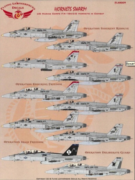 Flying Leathernecks FL48009 1/48 F/A-18A/C/D in Combat Hasegawa and Kinetic 
