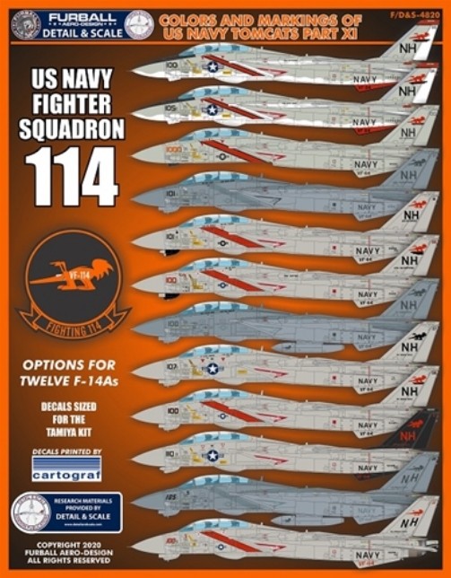 1/48 Furball Colors & Markings of USN F-14s PT 12 Decals for the Tamiya kit 