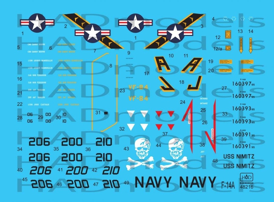 F-14A Jolly Rogers / USS Nimitz decal sheet