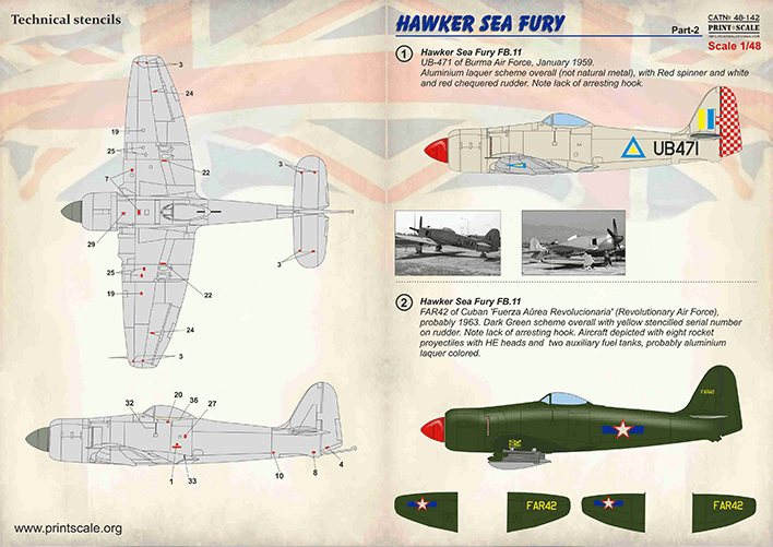 Xtra Decals 1/48 HAWKER SEA FURY British Naval Fighter