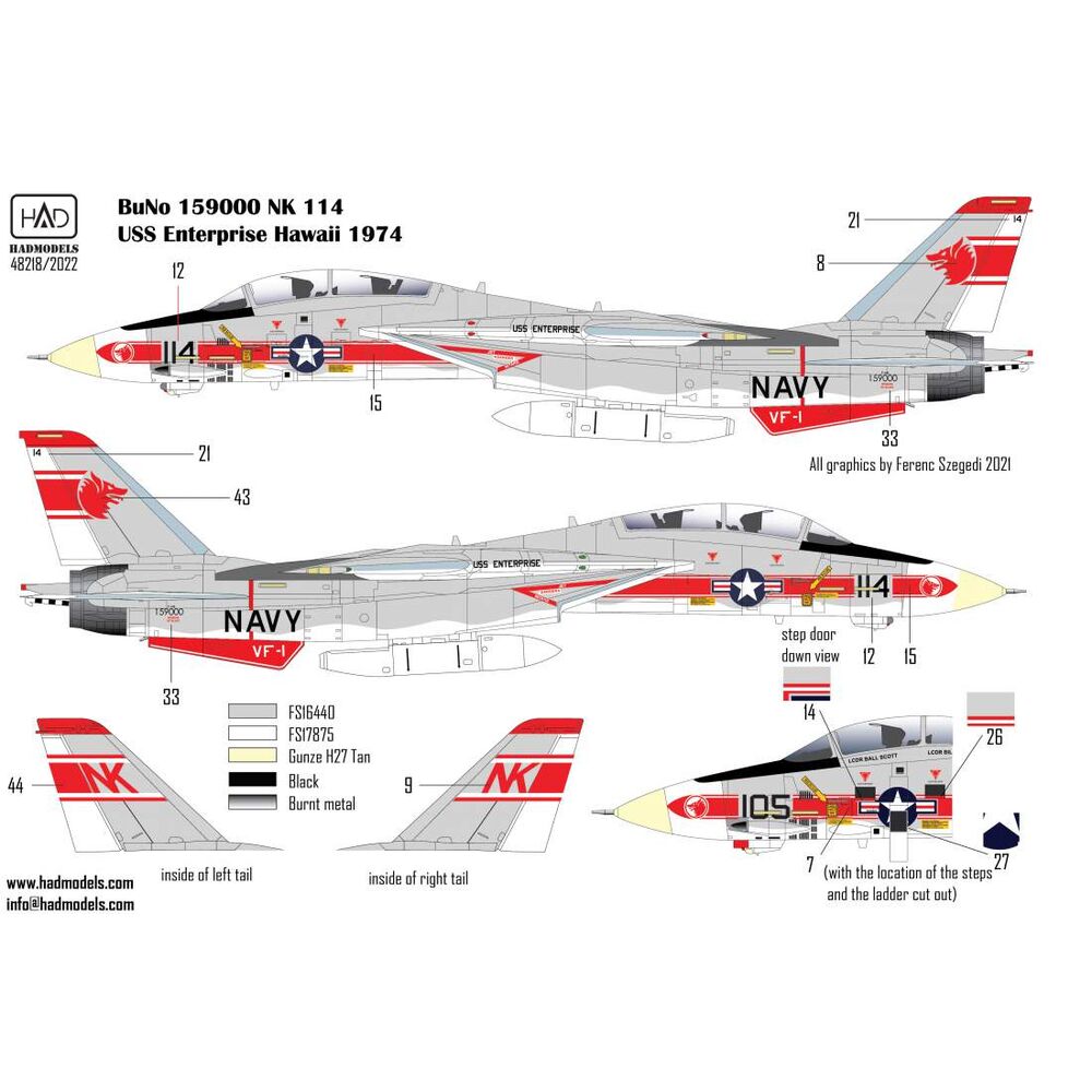 F-14A VF-1 ''Wolfpack'' decal sheet