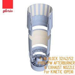 F-16 BLOCK 32/42/52 F100-PW afterburner & exhaust nozzle (open)