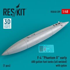 F-4 "Phantom II" early 600 gallon fuel tanks (all welded) with pylon (1 pcs) (3D Printed)