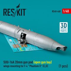 SUU-16A 20mm gun pod (open gun bay) wings mounting for F-4 "Phantom II" (C,D)  (1 pcs) (3D Printed)