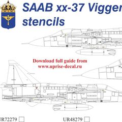 SAAB xx37 Viggen HI-Viz stencils with insignia