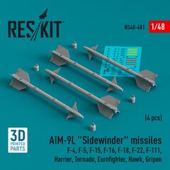 AIM-9L "Sidewinder" missiles (4 pcs) (3D Printed)