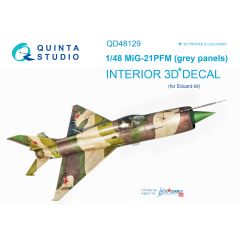 MiG-21PFM (grey color panels) 3D-Printed & coloured interior on decal paper