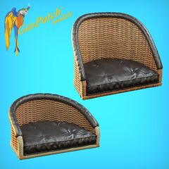 British wicker seat full back - short and tall, small leather pad