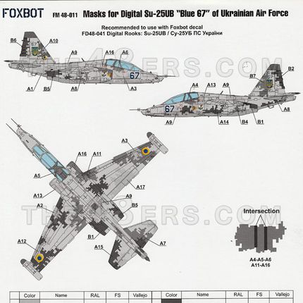 Su-25UB Blue 67, Ukrainian Air Forces masks for digital camouflage