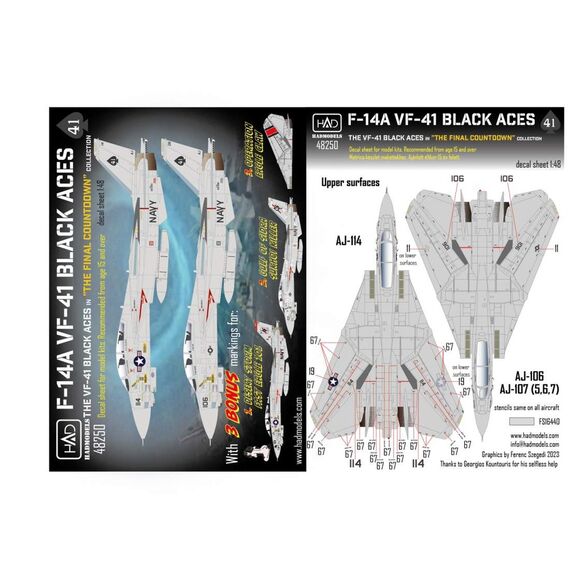 F-14A Black Aces ”The Final Countdown” decal sheet, image 2