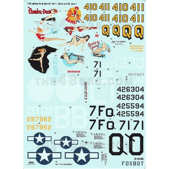 ​P-38 Lightning pin-up nose art Part I (stencils not included) ​