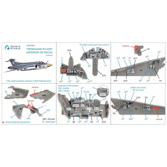 Buccaneer S.2 early 3D-Printed & coloured Interior on decal paper, image 2