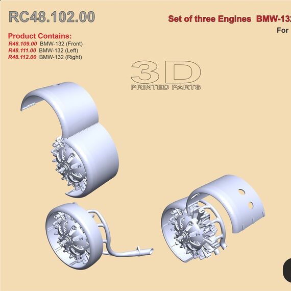 Set of three engines BMW-132 (Front, Left, Right)