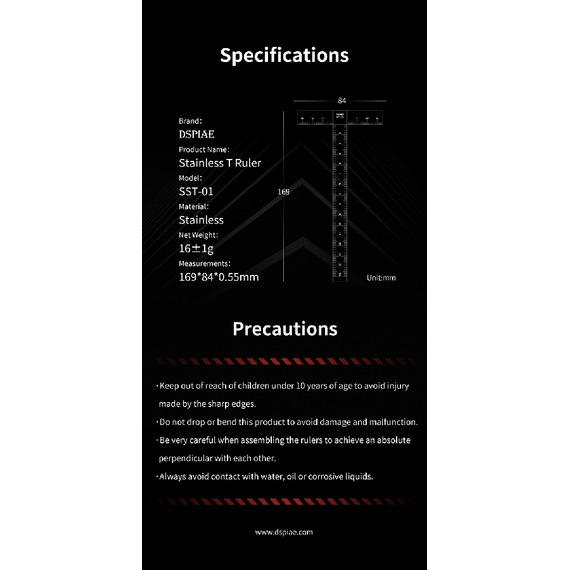 Stainless steel T ruler DSPIAE SST-01, image 13