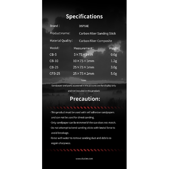 Carbon fiber sanding board 5mm DSPIAE CB-5, image 13
