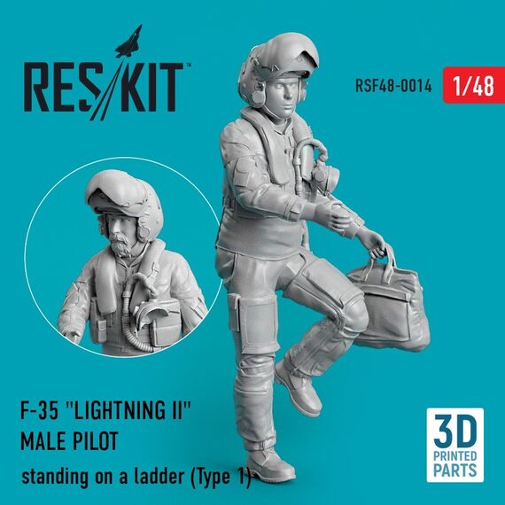 F-35 male pilot standing on ladder (Type 1) ResKit RSF48-0014 1:48