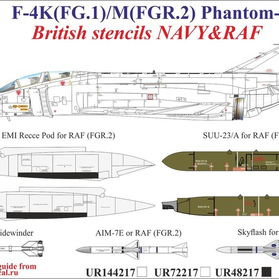 F-4K(FG.1)/M(FGR.2) Phantom-II British stencils NAVY/RAF	