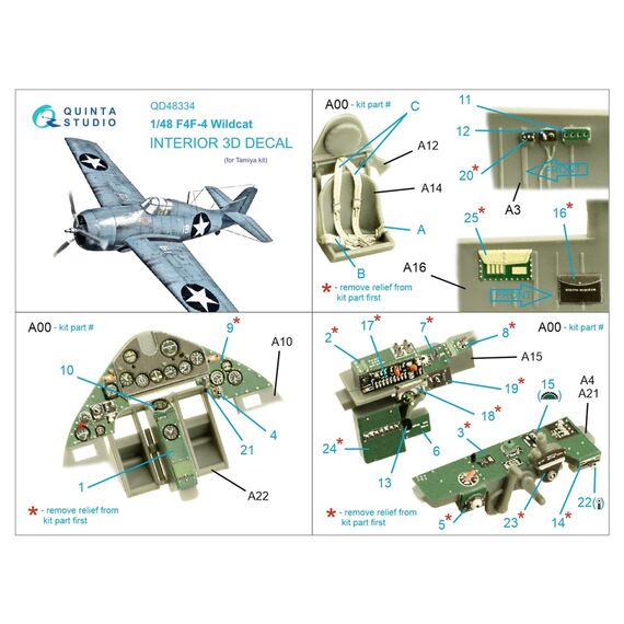 F4F-4 Wildcat 3D-Printed & coloured Interior on decal paper, image 2