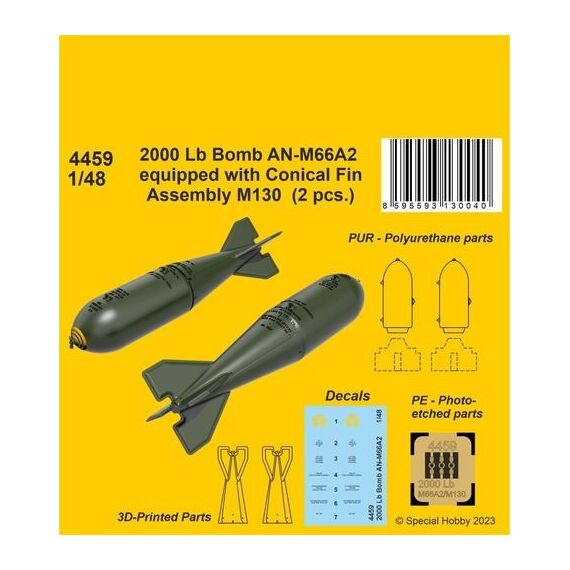 ​2000 Lb Bomb AN-M66A2 equipped with conical fin assembly M130  (2 pcs.), image 2