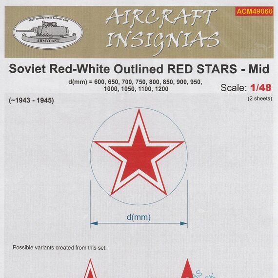 ​Soviet Red-White Outlined RED STARS - Mid