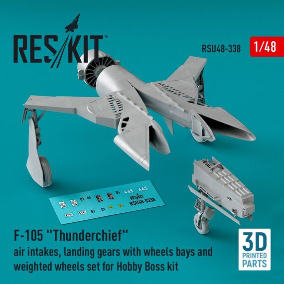 F-105 "Thunderchief" air intakes, landing gears with wheels bays and weighted wheels set(3D Printed), image 3