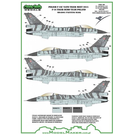 Polish F-16C NATO Tiger Meet 2015 - F-16 Tiger Demo Team Poland mask set, image 2