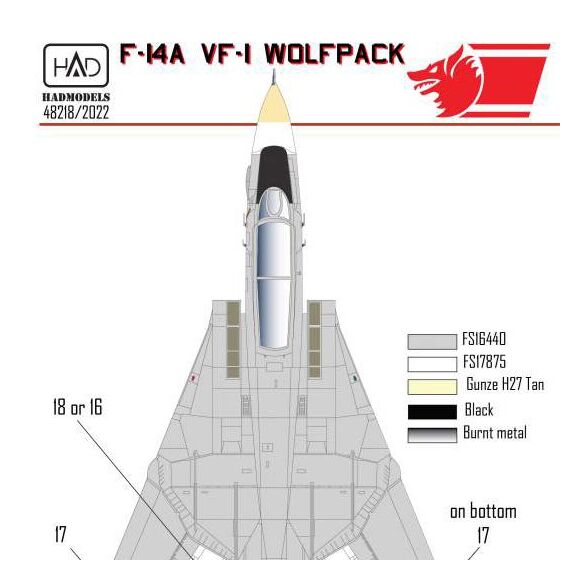 F-14A VF-1 ''Wolfpack'' decal sheet