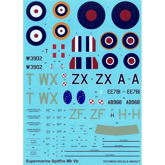 Spitfire Mk VB decal sheet, image 5