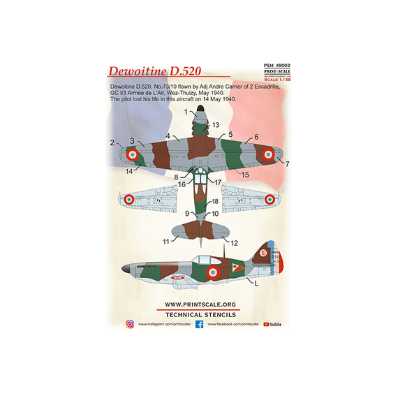 Dewoitine D.520 mask +decal+3D decal, image 4