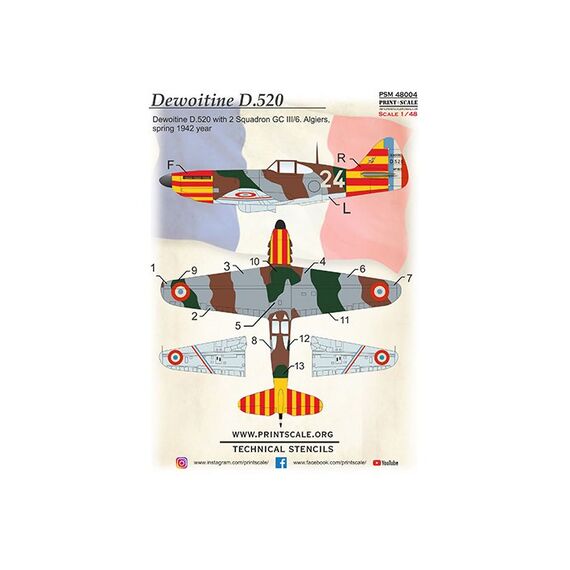 Dewoitine D.520 mask +decal+3D decal, image 4