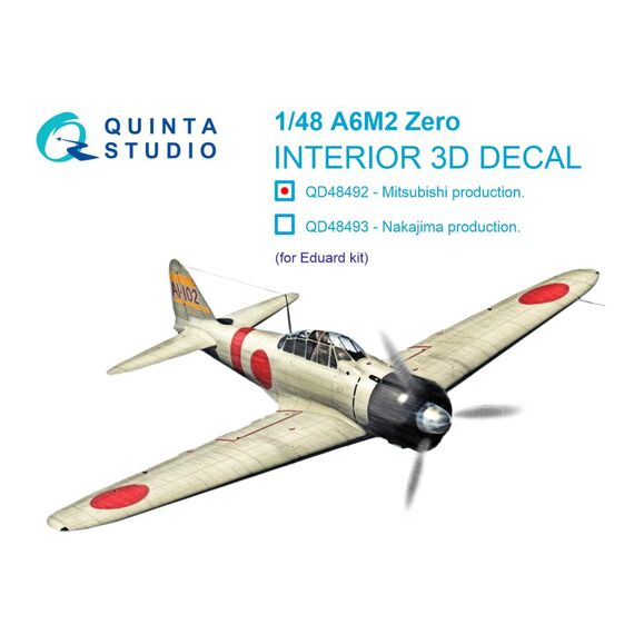 A6M2 Zero Mitsubishi Production 3D-Printed & coloured Interior on decal paper, image 2