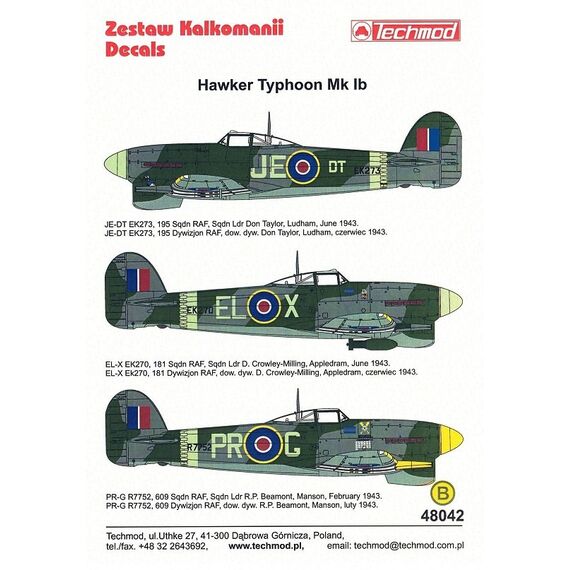 Hawker Typhoon IB decal sheet, image 2