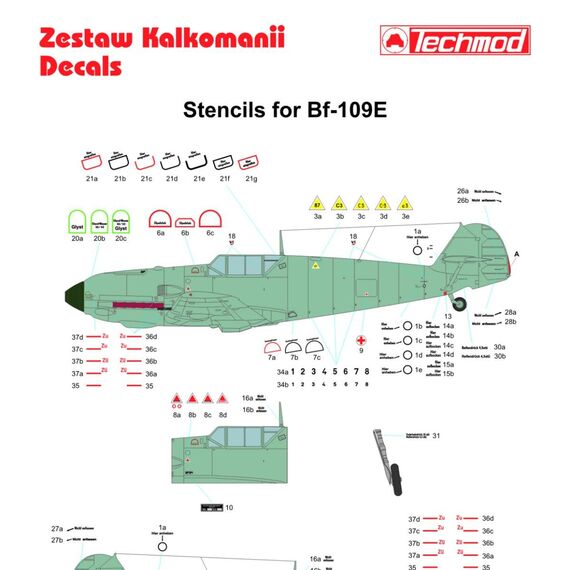 Bf 109E Stencils