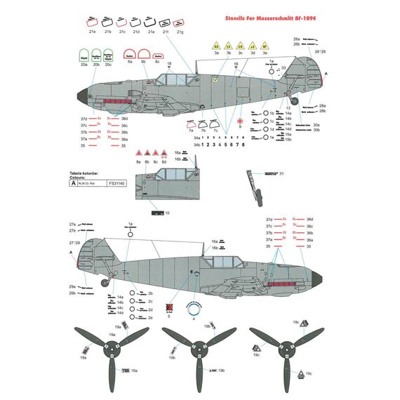 Bf 109E Stencils, image 5