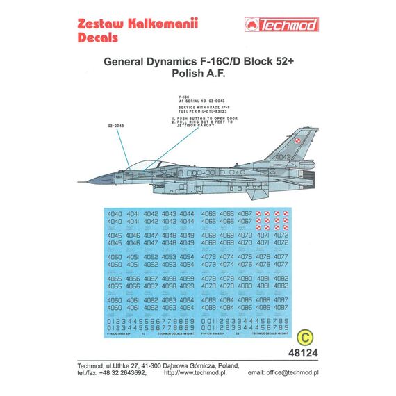 F-16C/D Block 52+ Polish A.F. decal sheet, image 2