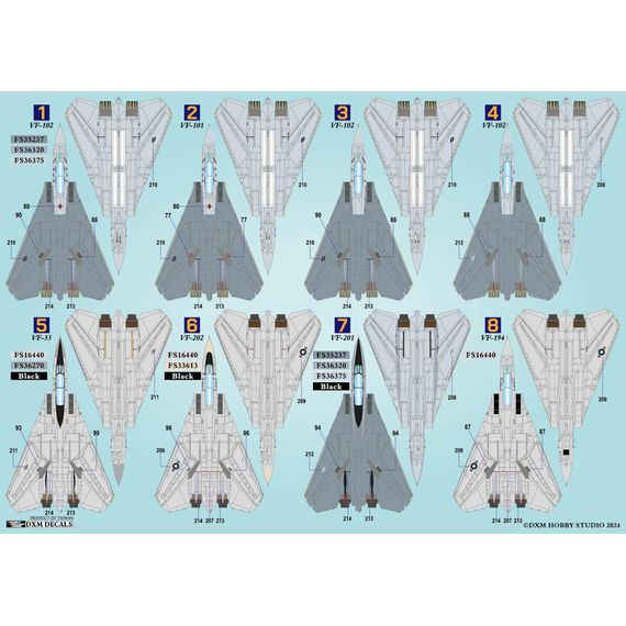 USN F-14A/B VF-33/VF-101/VF-102/VF-194/VF-201/VF-202Tomcat Collection #5 decal set, image 6