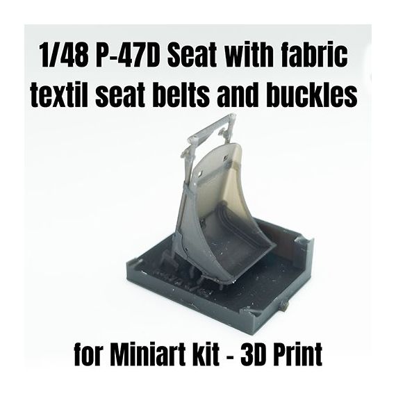 P-47D Seat with fabric textil seat belts and buckles