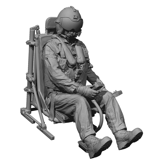 US Navy helicopter pilot, sitting 1, visor down, seat and cyclic NOT included, but collective in left hand Reedoak 480320 1:48, image 2