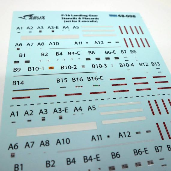 F-16 landing gear Stencils & Placards Zeus Projects 48-008 1/48, image 2