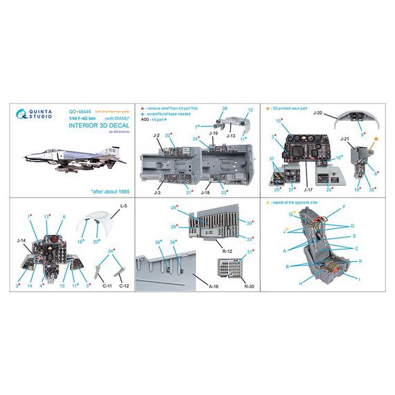 F-4G late 3D-Printed & coloured Interior on decal paper (with 3D-printed resin parts), image 12