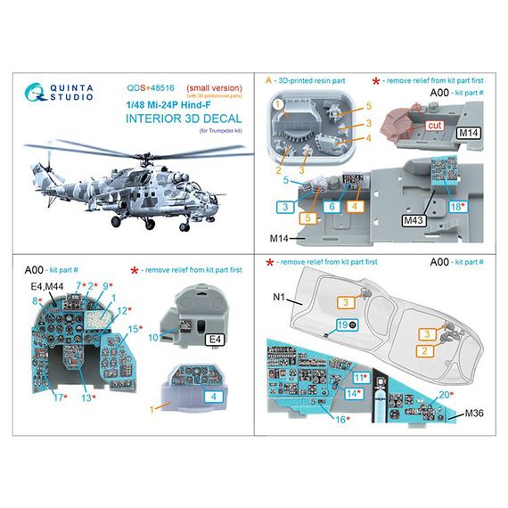 Mi-24P Hind-F 3D-Printed & coloured Interior on decal paper (with 3D-printed resin parts)  (small version), image 13