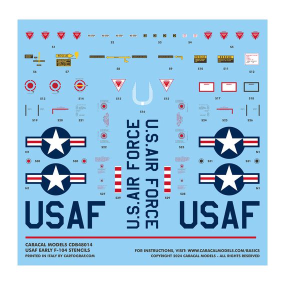 USAF Early F-104 stencils & national Insignia