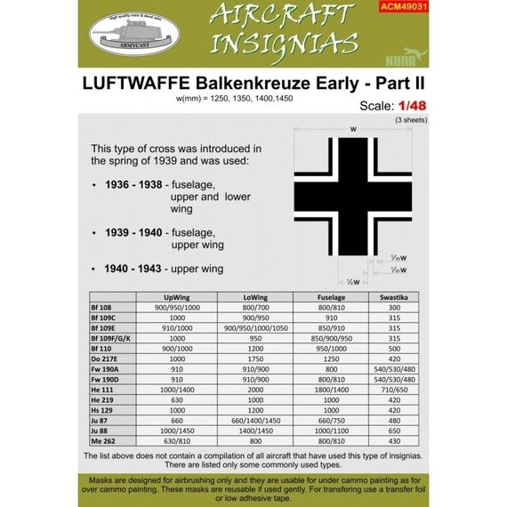 Luftwaffe balkenkreuze early part II