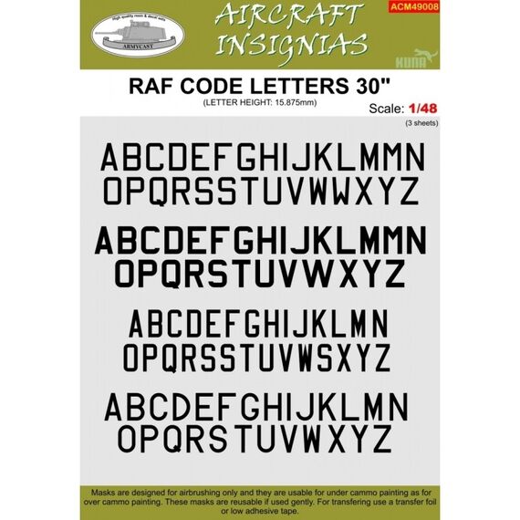 RAF code letters 30"